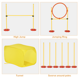 Pawhut 4-Piece Dog Agility Set with High Jump, Tunnel, Weave Poles & Hoop – Outdoor Backyard Starter Course
