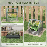 Outsunny Raised Garden Bed Planter with Greenhouse Cover, Steel Base & Roll-up Windows – 70 x 70 cm