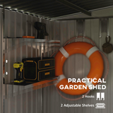 Outsunny 7 x 5ft Lean-To Galvanised Steel Garden Shed with Foundation & Sliding Door – Tool Storage, Green