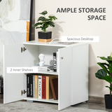 HOMCOM Freestanding Storage Cabinet with 2 Shelves – Wooden Sideboard for Bedroom or Office, White