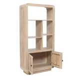 Indian Hub Hudson Carved Mango Wood Bookcase with Shelves – Hand-Crafted Display Storage for Living Rooms