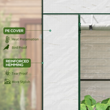 Outsunny Walk-in Lean-to Greenhouse with PE Cover, Roll-up Door & 2 Mesh Windows – Plant Protection, White