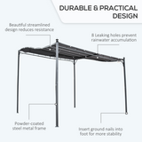 Outsunny 3x3m Freestanding Pergola-Style Metal Canopy with Polyester Roof – Garden Shade Shelter, Grey