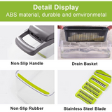 16-in-1 Vegetable Chopper with 1.5L Container, 8 Blades & Peeler – Salad, Fruit & Food Slicer Dicer, Grey