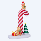 2.45m Light-Up Inflatable Candy Cane with Gingerbread Men – Christmas Blow-Up Decoration with Built-In LEDs
