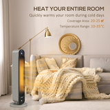 HOMCOM 2200W Ceramic Heater with Remote Control & 12-Hour Timer – Fast PTC Heating, Compact, Silver