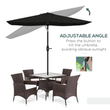 Outsunny 2 x 3m Rectangular Garden Parasol with Crank Handle & Tilt, UV Resistant – Patio Sunshade, Black