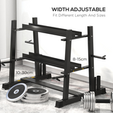 SPORTNOW 3-Tier Weight Rack for Dumbbells, Kettlebells, Plates & Barbells, 200kg Capacity – Home Gym, Black