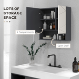 kleankin Wall Mounted Bathroom Storage Cupboard with Mirror and Shelf, Light Grey