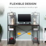 HOMCOM Computer Desk with 4-Tier Bookshelf – Home Office Study Workstation with Storage