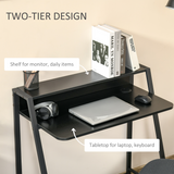 HOMCOM Computer Desk with Two-Tier Worktop and Upper Storage Shelf – Home Office Study Table, 85cm