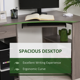 HOMCOM L-Shaped Corner Computer Desk with 2-Tier Side Shelves – Wide Home Office Workstation, Grey