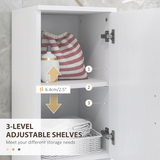kleankin Tall Slim Bathroom Cabinet with Soft Close Doors & Open Shelves – Freestanding Storage, White