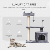 PawHut 81cm Cat Tree with Scratching Posts, Hide-Away Hut and Play Balls – Kitten Activity Tower