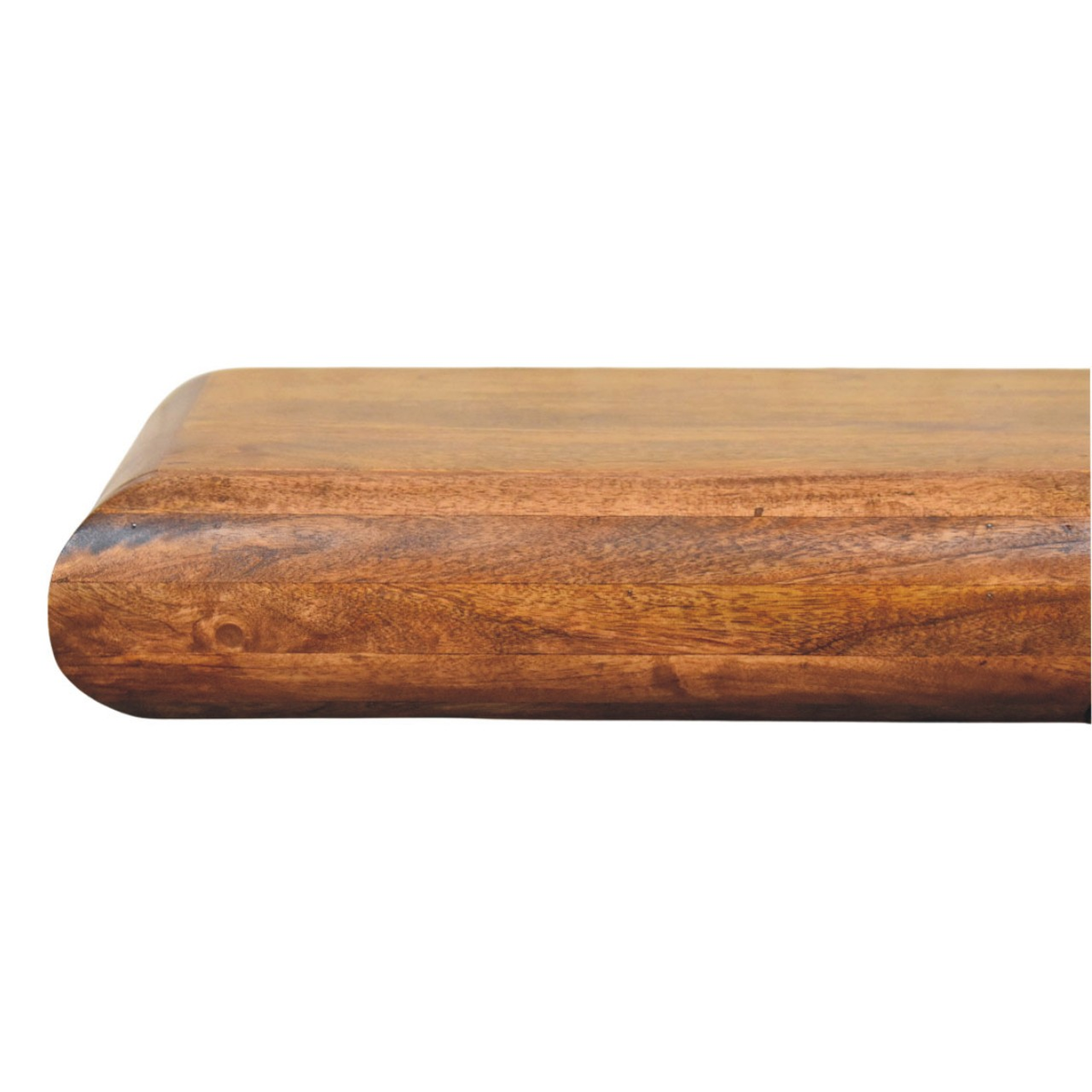 Artisan Furniture Solis Solid Mango Wood Wall-Mounted Console with Drawers – Rounded Floating Design, Amber Oak