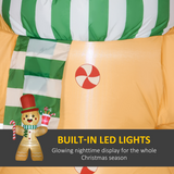 HOMCOM 7.5ft Christmas Inflatable Gingerbread Man with Candy Cane and LED Lights – Outdoor Garden Decor