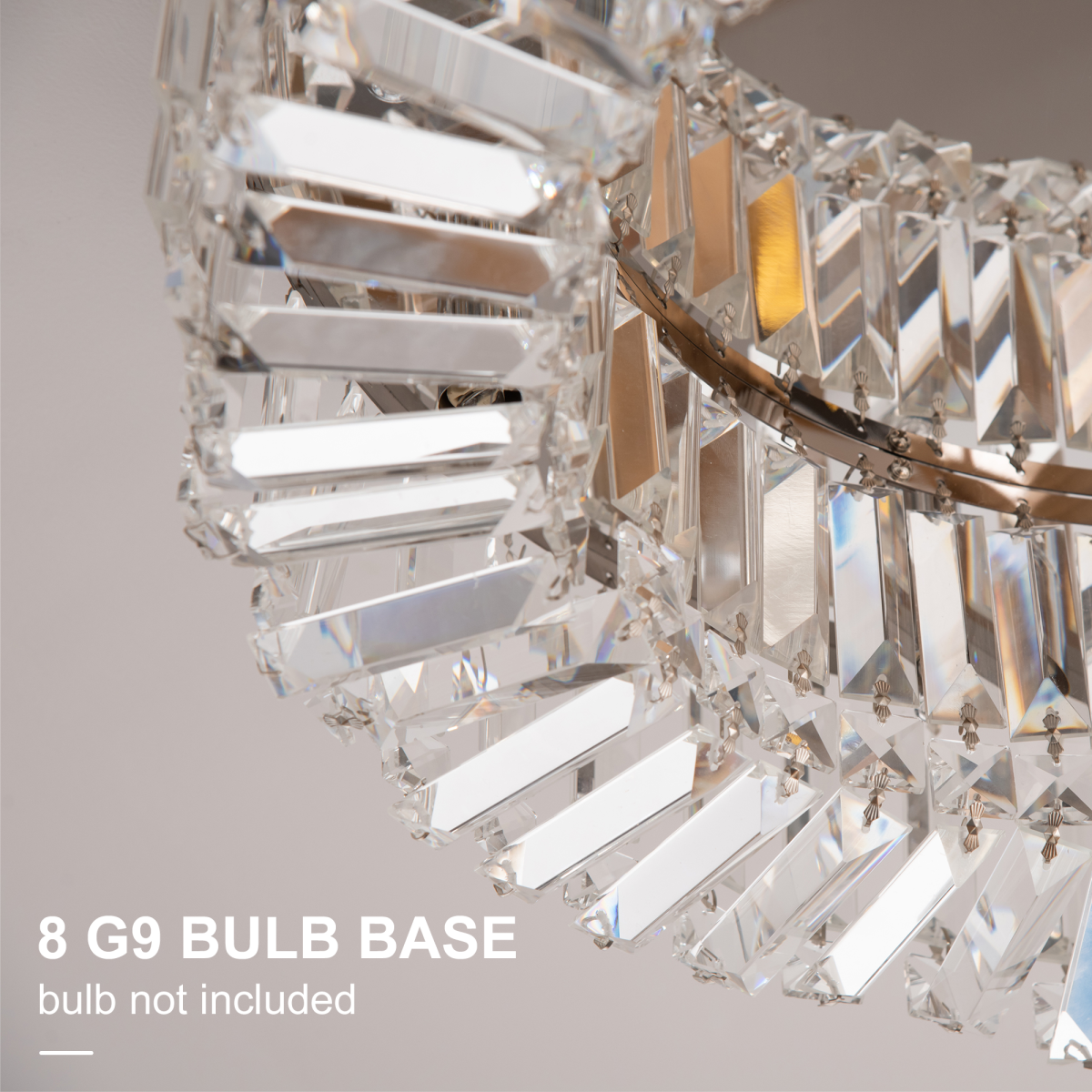 HOMCOM Crystal Chandelier Ceiling Light with Stainless Steel Frame – Pendant Light for Living Room, Silver