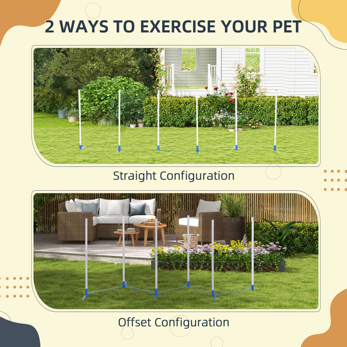 PawHut Dog Weave Pole Set with Carry Bag – Agility Starter Kit for Outdoor Exercise and Training