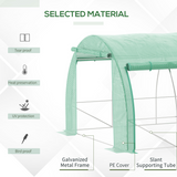 Outsunny 4 x 3 x 2m Polytunnel Greenhouse with Galvanised Steel Frame, Doors & Windows – Walk-In Grow Tent, Green