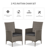 Outsunny Outdoor Rattan Dining Armchairs with Cushions, Set of 2 – Garden Patio Seating, Grey