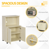 HOMCOM Kitchen Pantry Cupboard on Rolling Wheels, 97 x 60 x 40cm – Oak-Effect Storage