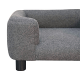 Artisan Furniture Mini Pet Sofa Bed in Solid Wood with Grey Tweed Upholstery – Padded Cushions for Small Pets