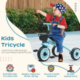 AIYAPLAY Kids Tricycle with Adjustable Seat, Bell & Basket – Ages 2-5 Years, Blue