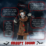 HOMCOM 67 Inch Life Size Halloween Talking Circus Clown with Light-Up Eyes and Laughter – Indoor/Covered Outdoor