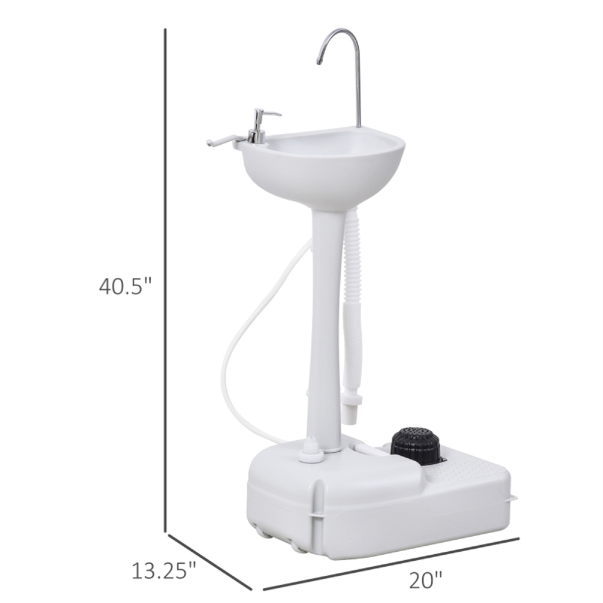 Portable Camping Sink with 4.5 Gallon Water Tank, Wheels & Handle – Outdoor Hand Wash Station, Light Grey