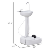 Portable Camping Sink with 4.5 Gallon Water Tank, Wheels & Handle – Outdoor Hand Wash Station, Light Grey