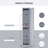 Vinsetto 1.8m Lockable Steel Locker Cabinet with 2 Compartments and Shelves – Office, Gym and Garage Storage