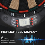 Electronic Dartboard with 26 Games, 185 Variations & LCD Scoring – 6 Darts Included, Up to 8 Players