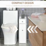 HOMCOM Slim Bathroom Floor Cabinet with Large Drawer & Storage Compartments – White