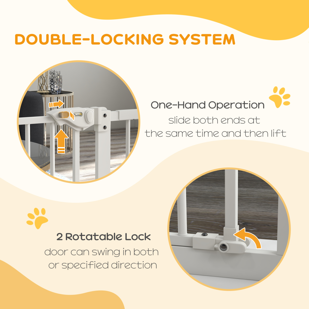 PawHut Adjustable Safety Gate with 1 Extension and 4 Screws – Pet Gate for Doors and Stairs, White