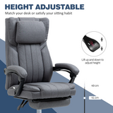 HOMCOM Executive Reclining Office Chair with Headrest & Retractable Footrest – Dark Grey Linen-Look
