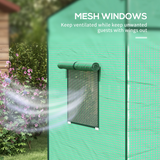 Lean-to Walk-in Greenhouse with Roll-up Door & 2 Mesh Windows – PE Cover Wall Grow House, 196 x 77 x 197cm, Green