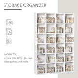 HOMCOM 6-Tier Wooden DVD & CD Media Storage Shelf – Slim Display Bookcase