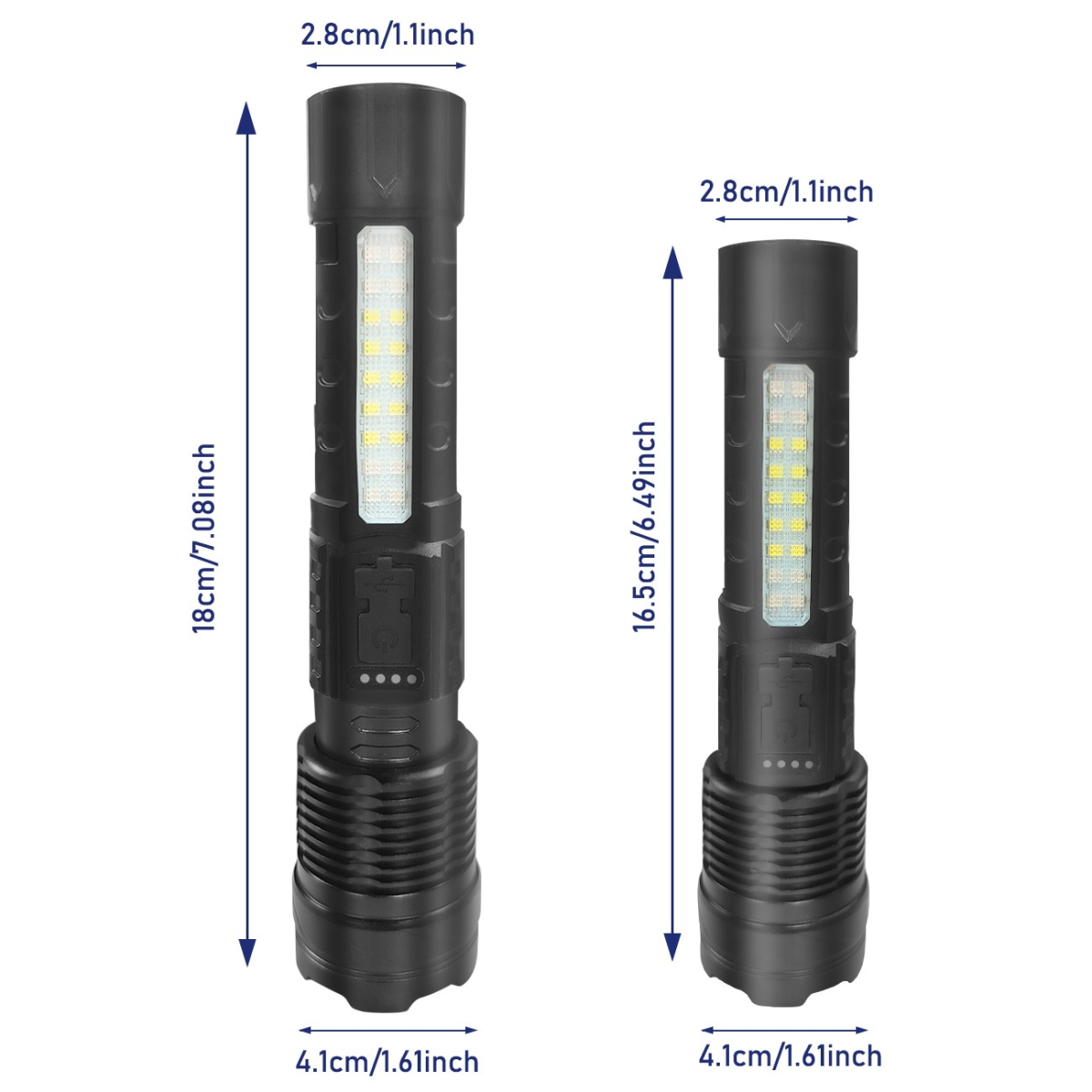 2-Pack USB Rechargeable LED Flashlights with Adjustable Zoom and 7 Modes – Camping, Hiking and Work Light