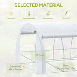 Outsunny 4 x 3 x 2m Walk-in Polytunnel Greenhouse with Steel Frame, Roll-Up Sides & 8 Windows, White
