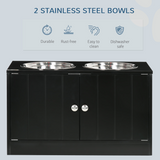 PawHut Raised Dog Bowls with Storage Cabinet – Elevated Feeding Station Stand for Large Dogs, Black