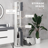 Kleankin Slim Bathroom Cabinet with Drawer, Four Open Shelves & Toilet Roll Storage – Floor Standing Unit, Grey
