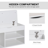 HOMCOM Wooden Shoe Cabinet Bench with Hidden Storage & Padded Seat, White
