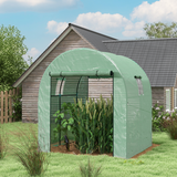 Walk-in Greenhouse with UV-Resistant PE Cover, Roll-Up Door & Mesh Windows – Garden Grow House, Green