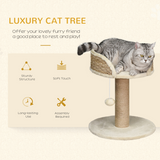 Pawhut Small Cat Tree with Jute Scratching Post, Plush Perch Bed and Hanging Ball – Indoor Cat Activity Centre