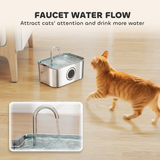 PawHut 3.2L Stainless Steel Cat Water Fountain with Filtration, LED Water Level Window and Quiet Pump
