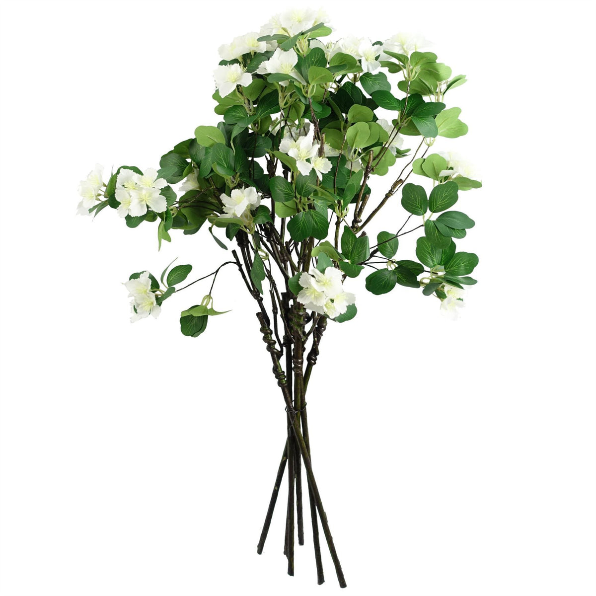 Leaf Artificial Flower Foliage Spray with Silk Flowers and Wired Stems – 60cm Home Decor, White
