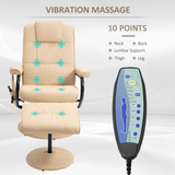 Massage Recliner Chair & Ottoman Footstool Set with High Density Cushioning – Relaxation Armchair, Cream