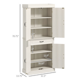 Farmhouse Kitchen Storage Cabinet with Raised Panel Doors & Antique Metal Handles – Rustic Dining Room Cupboard