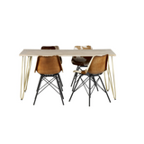 Solid Wood Dining Table with Light Gold Metal Inlay – Modern Dining Room Centrepiece