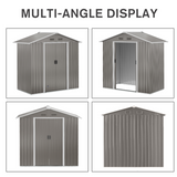 Outsunny 6.5 x 3.5ft Metal Garden Shed with Double Sliding Door and Sloped Roof – Outdoor Storage, Grey